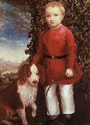 Portrait of a Boy with a Dog Joseph Whiting Stock